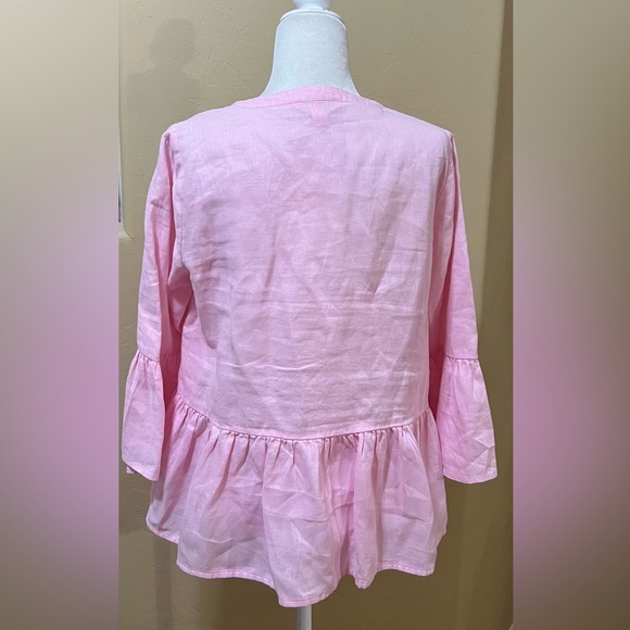 Lilly Pulitzer Linen Bekah Pink Top Size Medium - Picture 3 of 9